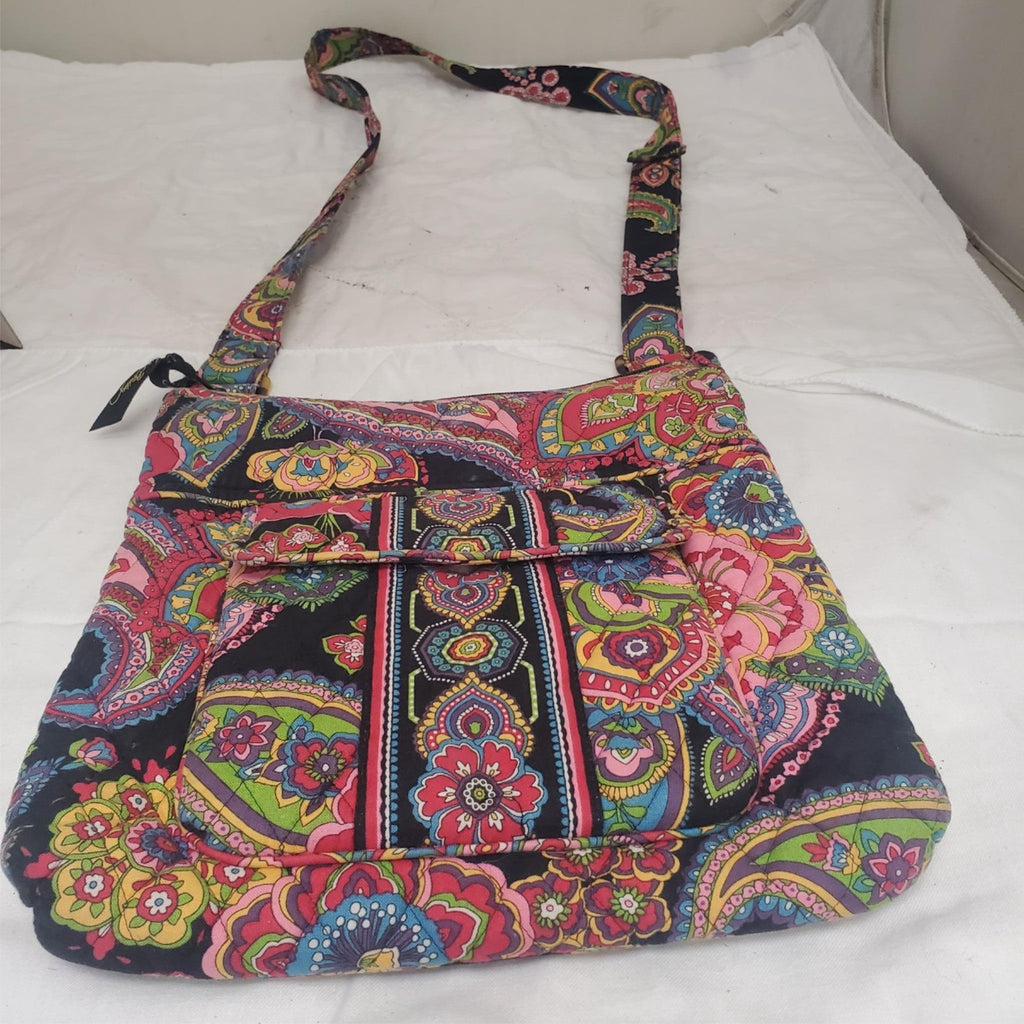 Vera Bradley 10"x10" Black Pink Quilted Filigree Purse Tote Shoulder Handbag