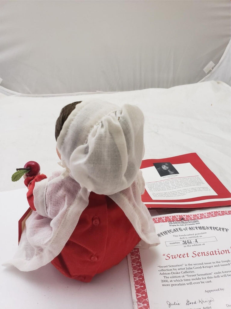 The Ashton-Drake Galleries Sweet Sensation Amish 8" Doll Red Dress Apron Apples