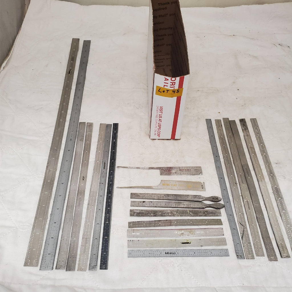 Lot of 16 Vintage Metal Measuring Tools Rulers, Calipers & More LOT-45