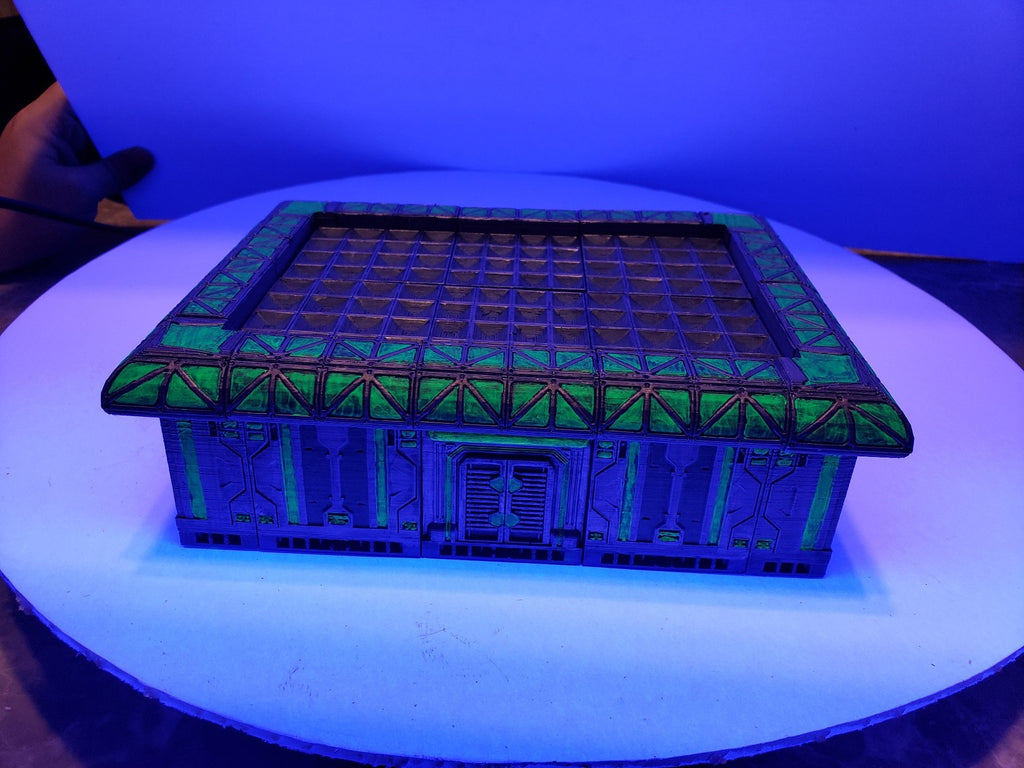 3D Printed Hand Painted Cyberglow City Charming Terrain Modular Gun Store