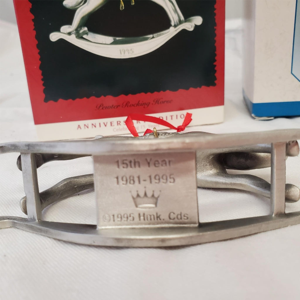 Hallmark Keepsake Ornament 1931 Ford Model a Roadster & Pewter Rocking Horse