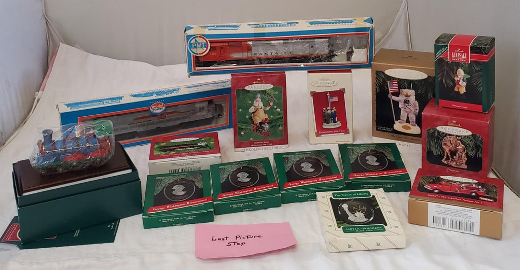 Large Lot of Train and Space Christmas Ornaments Collection