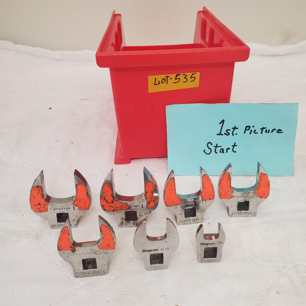 Lot of 7 Assorted Snap-On Drive SAE Open-End Crowfoot Wrench LOT 535