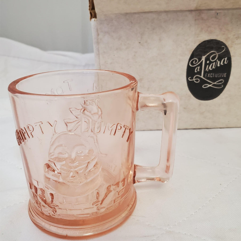 Tiara Exclusives Amber Glass Nursery Rhyme Humpty Dumpty Baby Plate Bowl Cup