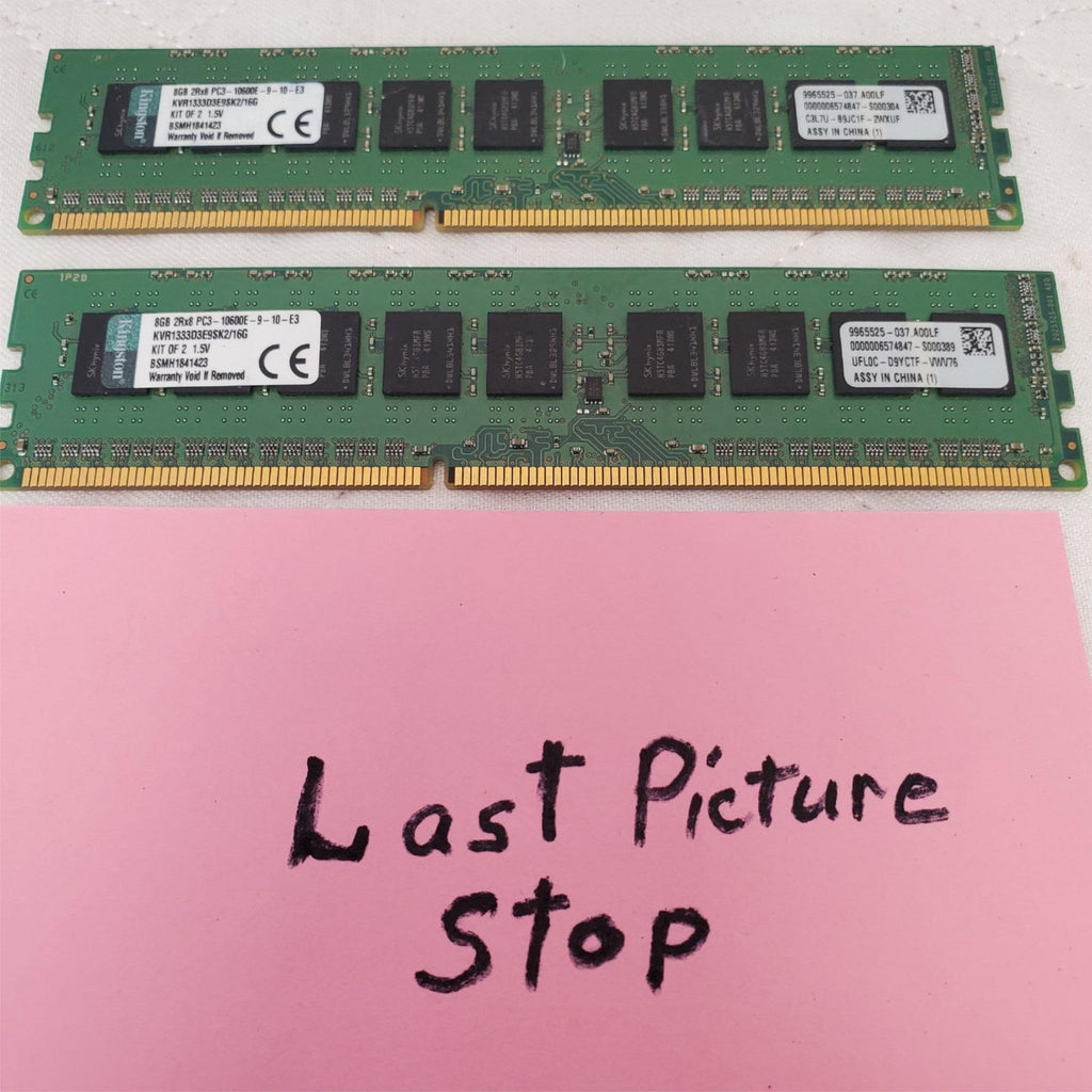 Lot of 2 KingSton 16GB KVR1333D3E9SK2 Micron 8GB PC3-10600E-9-10-E3 Memory RAM