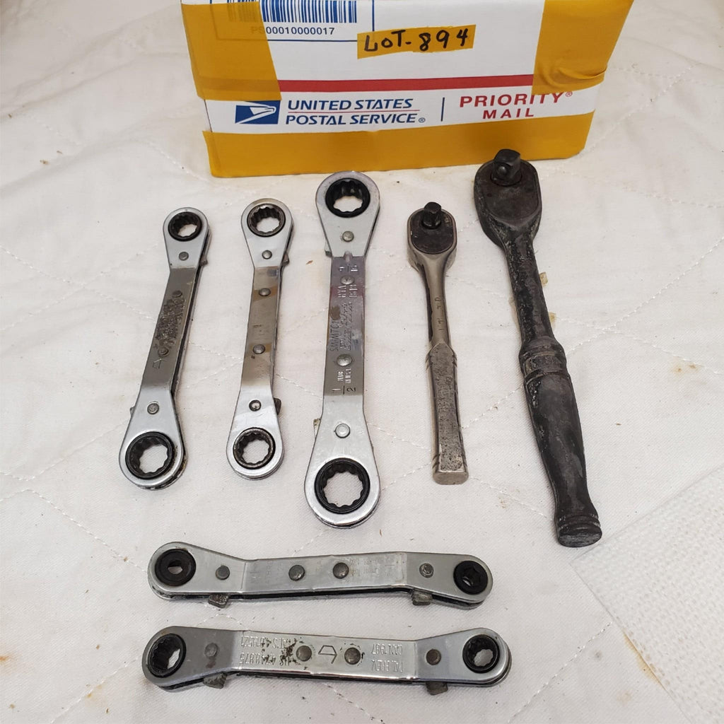 Lot of 7 Double Box End Reversible Ratchet Wrenches & Drive Ratchet Set LOT-894