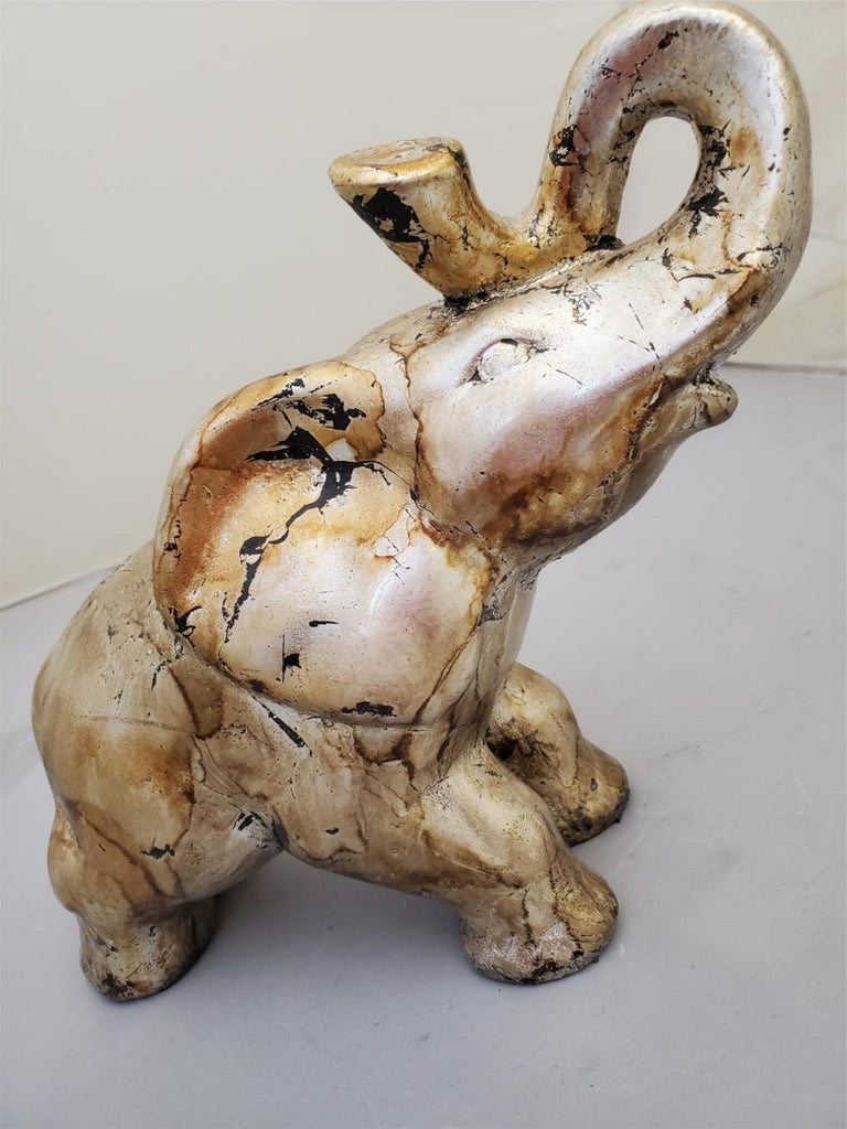 Vintage Crushed Oyster Shell Gold Elephant Figurine
