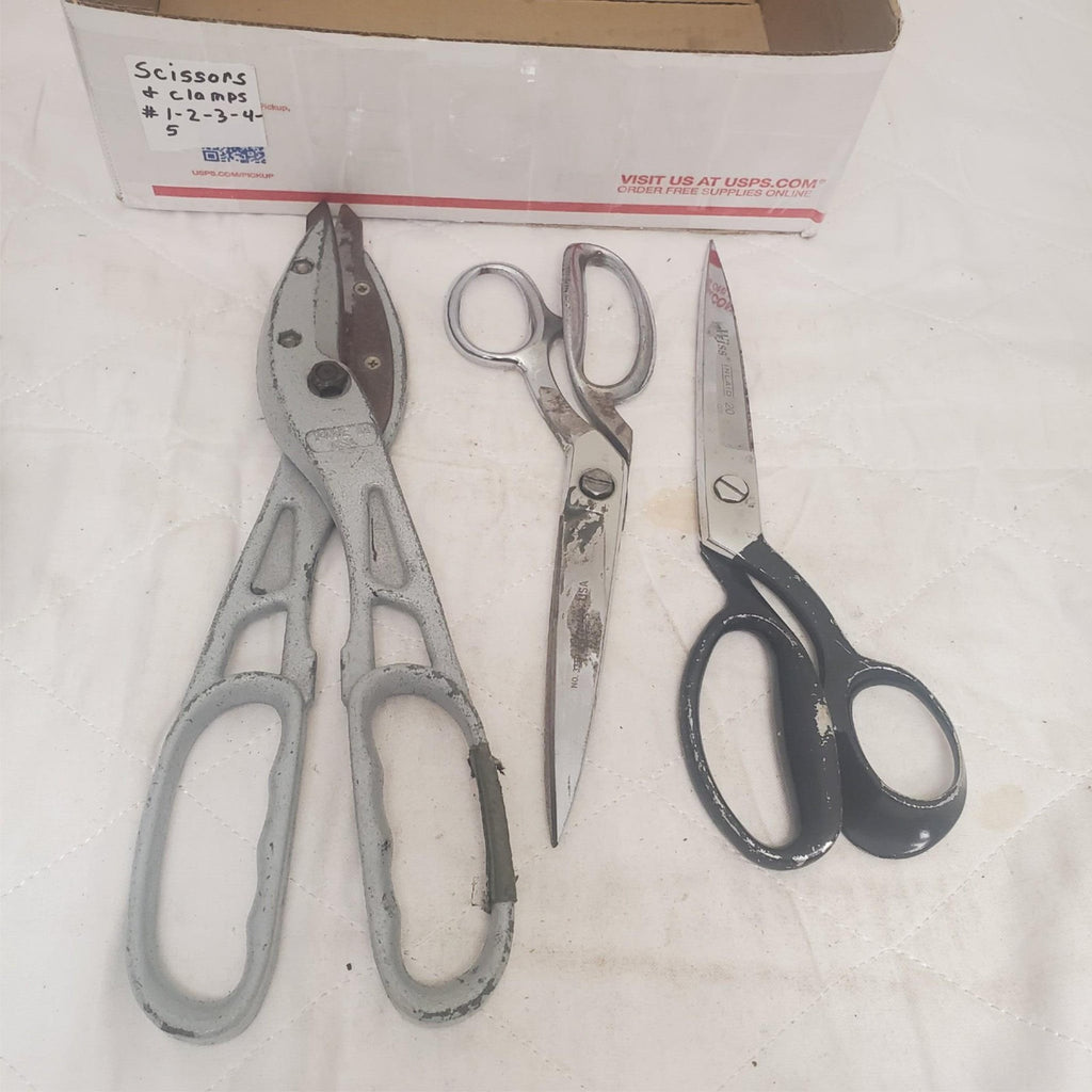 Lot of 3 Straight Cut Tinner Snips Pinking Shears Scissors #5