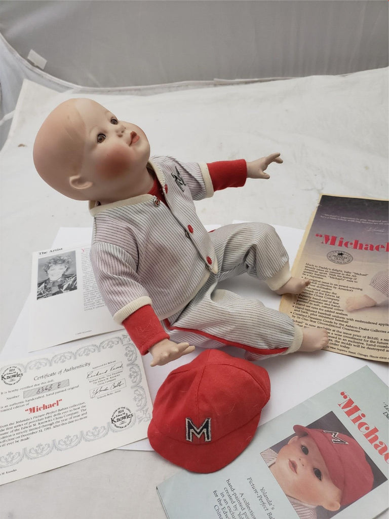 Knowles Michael Baseball Porcelain Doll Yolanda's Picture Perfect Babies