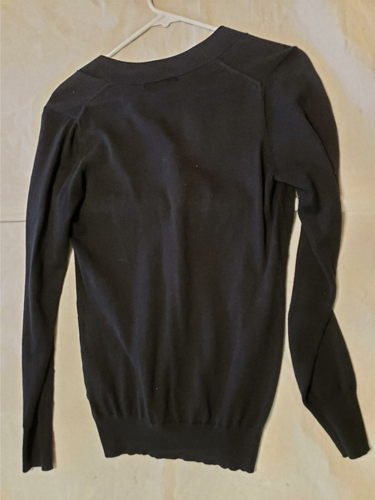Banana Republic V-Neck Black Long Sleeve Sweater Extra Fine Merino Jumper Small.