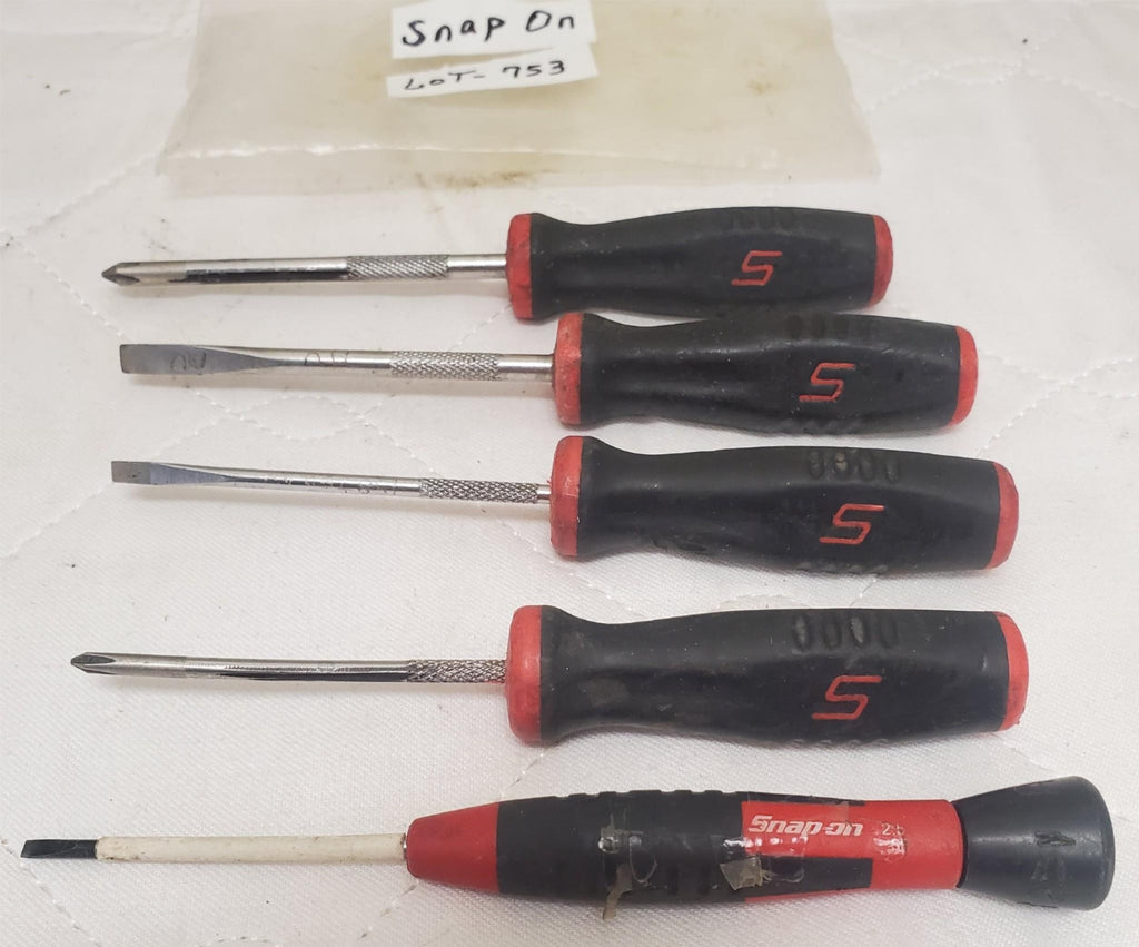 Lot of 5 Mixed Snap On Soft Grip Handle Screwdriver Set LOT-753