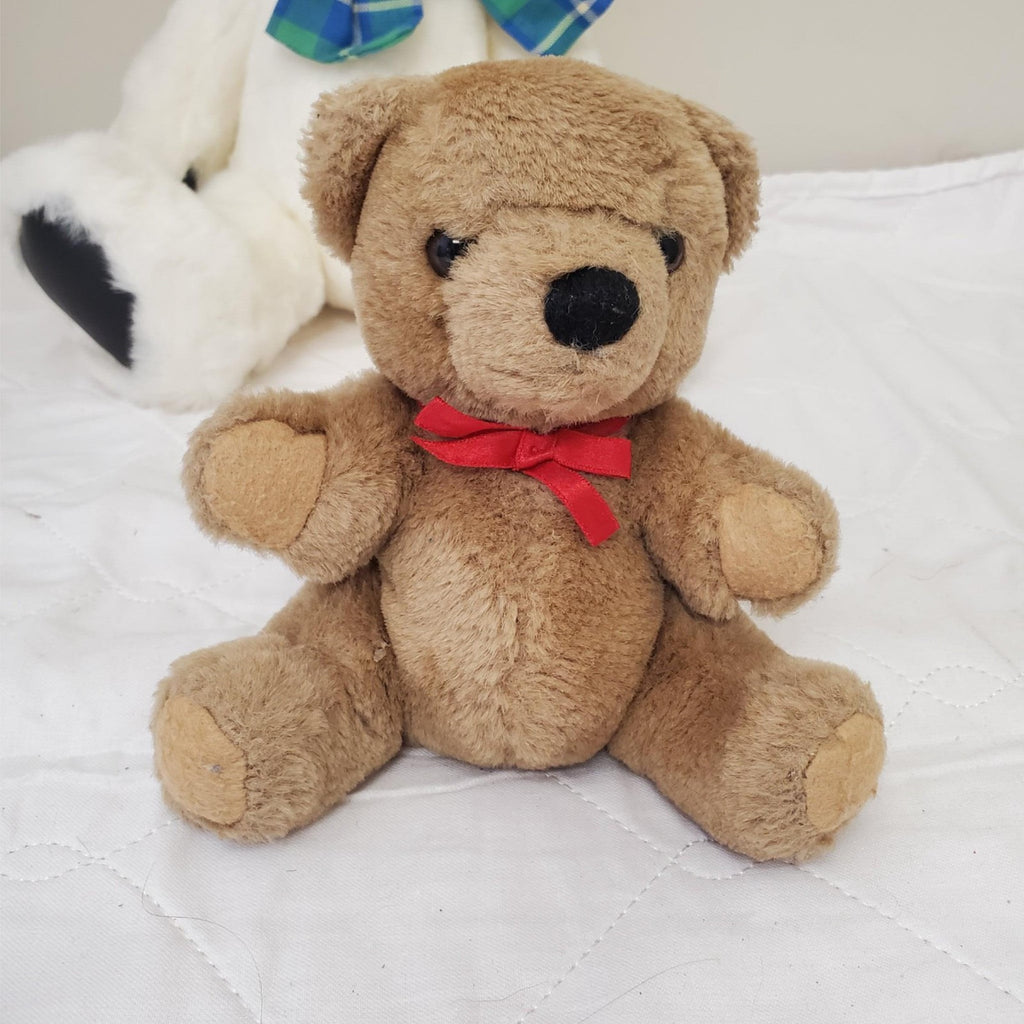 Set of 3 Vintage Plush Stuffed White Brown Bears & Dog Toys
