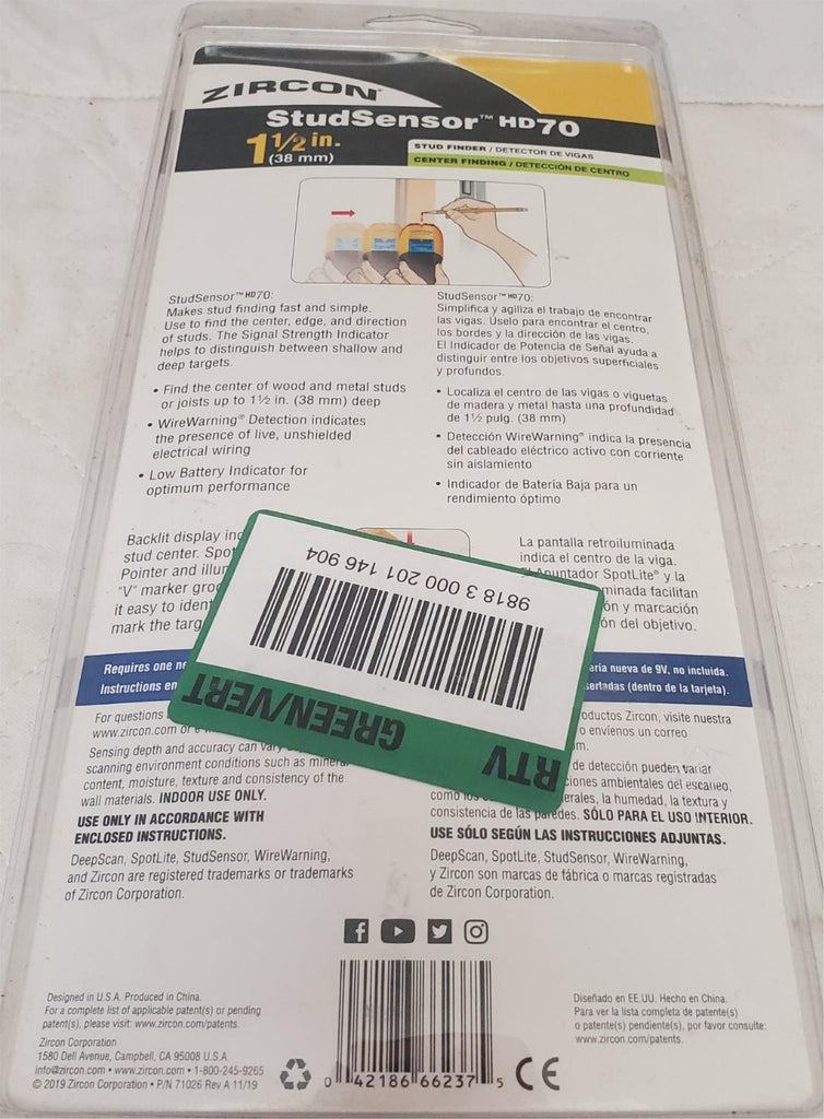 Zircon StudSensor HD70 Stud Finder #3