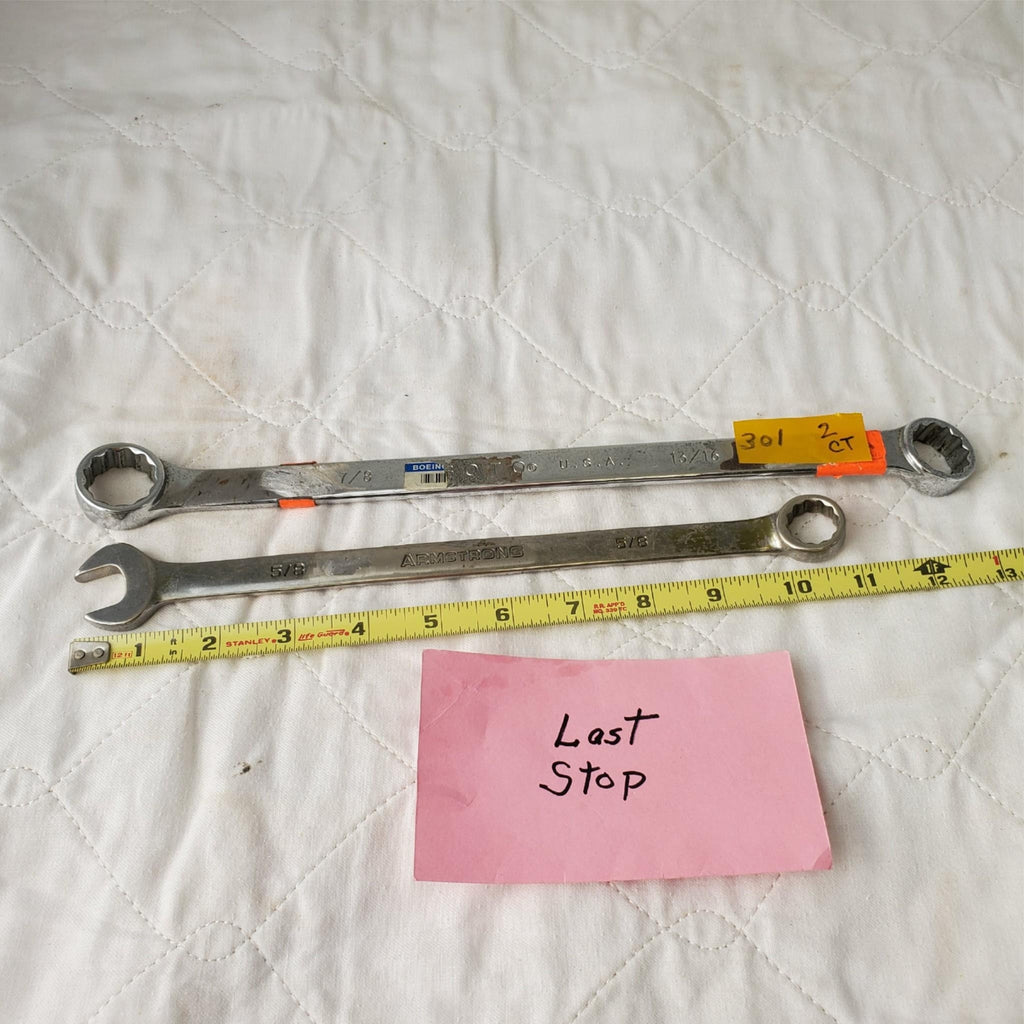 Set of 2 ARMSTRONG/PROTO Double-Ended Ring & Combination Wrench Tool LOT 301