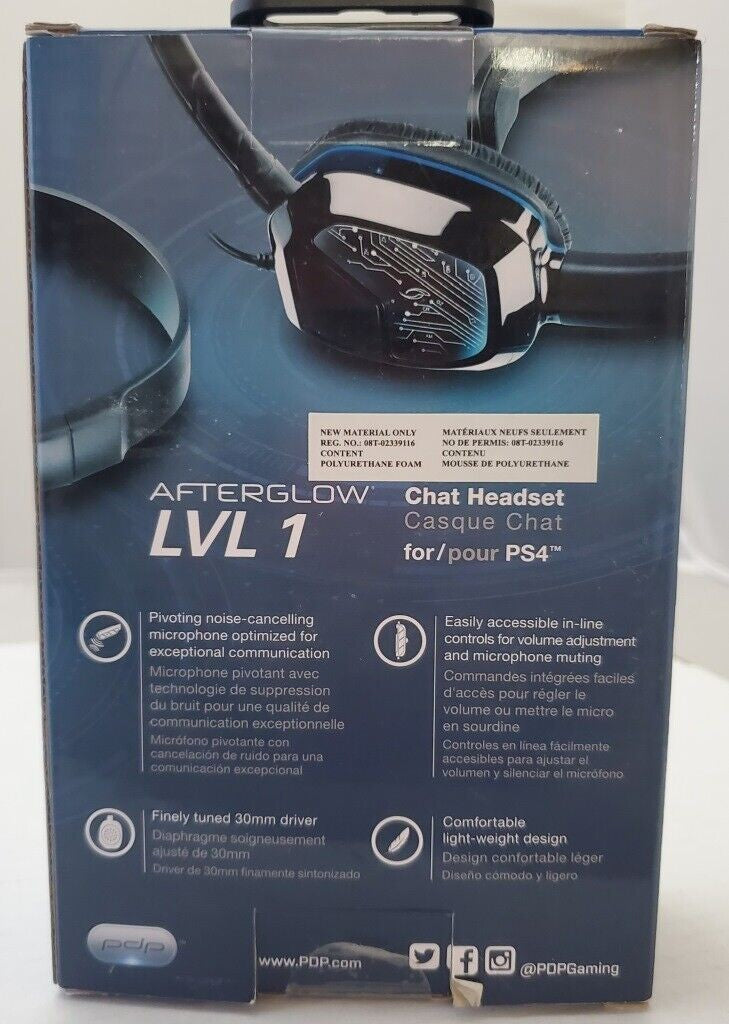 Brand New PDP Afterglow LVL 1 Chat Headset Casque Chat