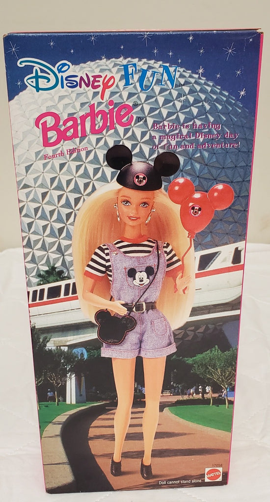 1996 Disney Fun Barbie Exclusive Mickey Overalls Balloon Castle Box Mattel #1705