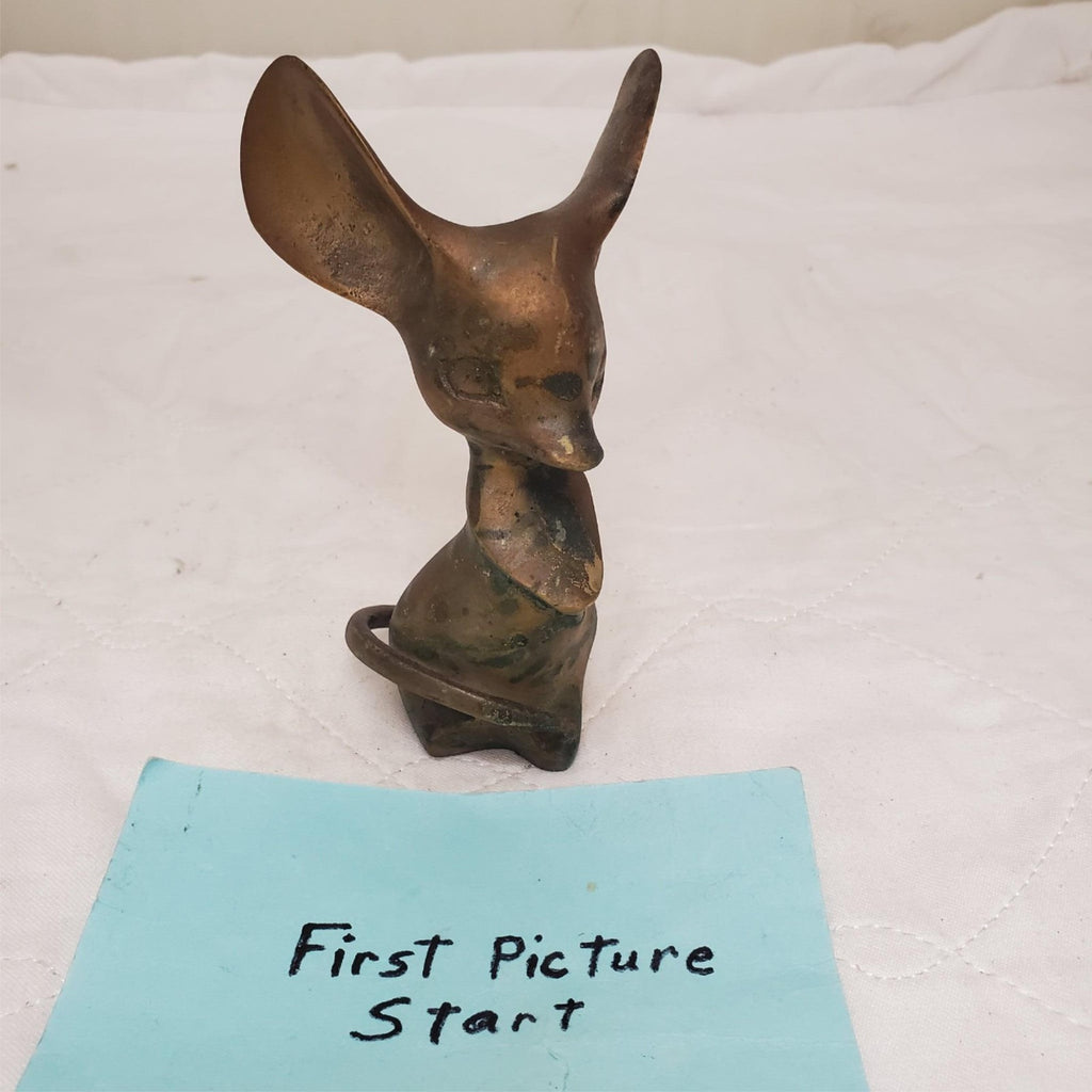 Vintage brass Big Ears Made in korea mouse Figurine Paperweight