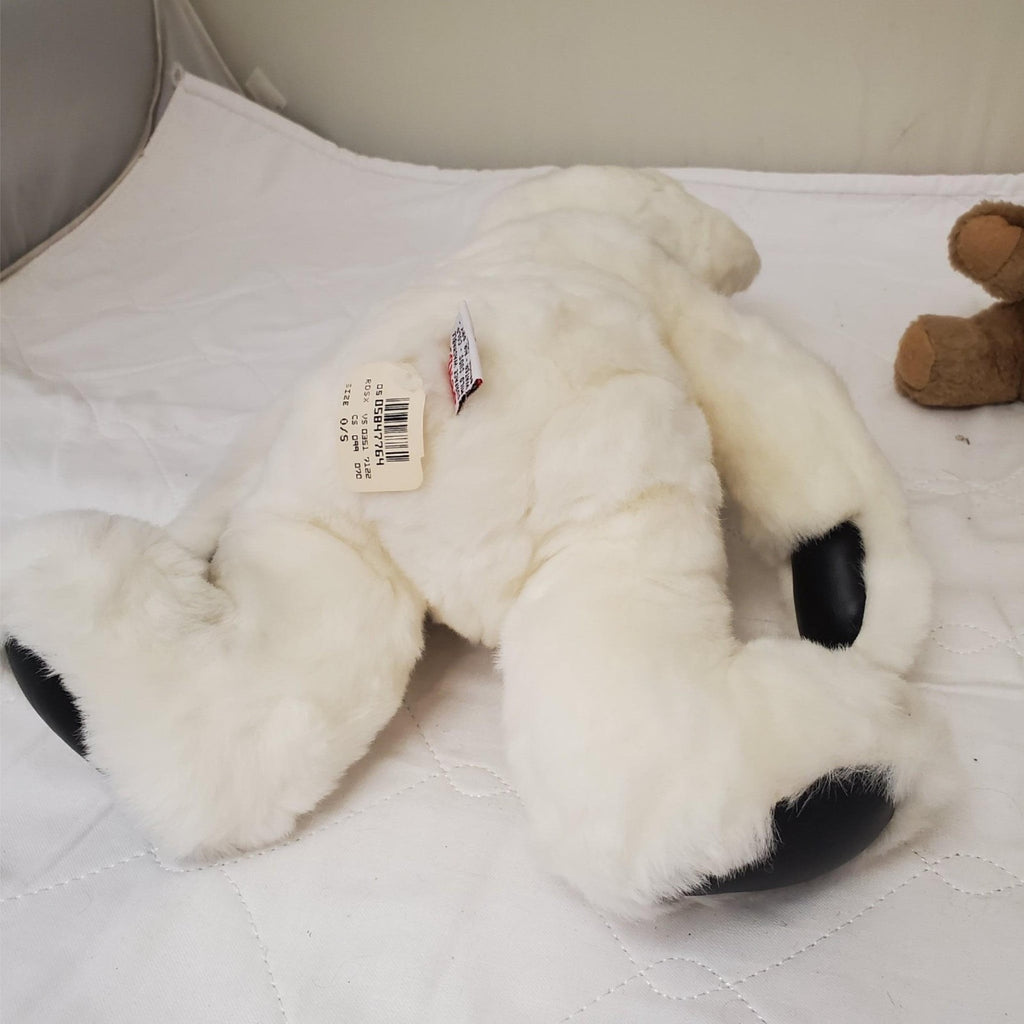 Set of 3 Vintage Plush Stuffed White Brown Bears & Dog Toys