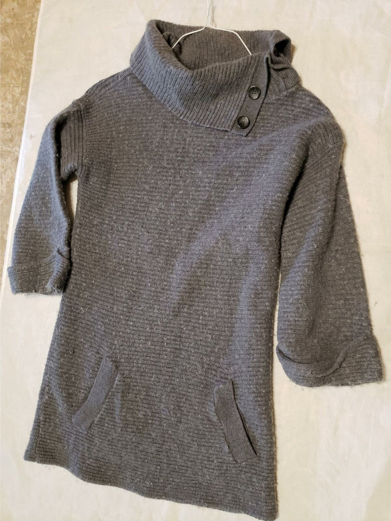 Used American Eagle Outfitters Gray Turtleneck Buttons Fold Down Collar Sweater.