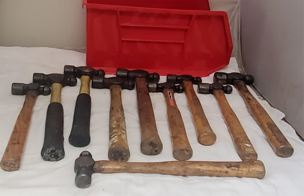 Lot of 10 Blue-Point Ball Peen Hammers Wooden Handle LOT-668