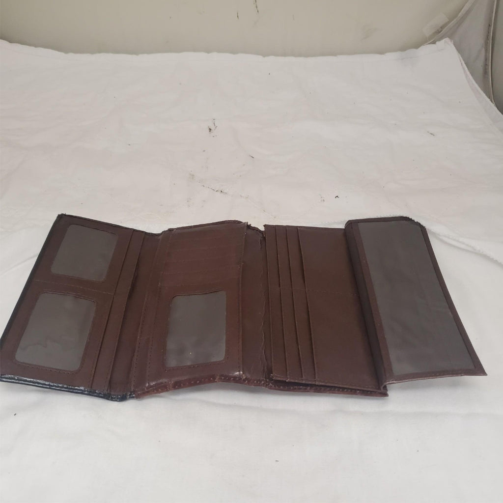 Vintage Embossed Genuine Leather Wallet for Women – Natural Brown – Handmade Art