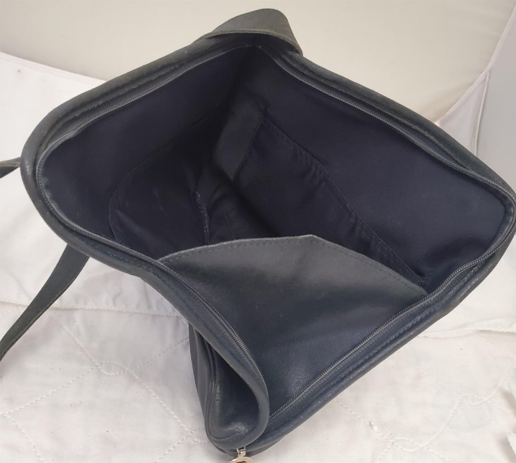 Longchamp Paris Black Leather Shoulder Bag