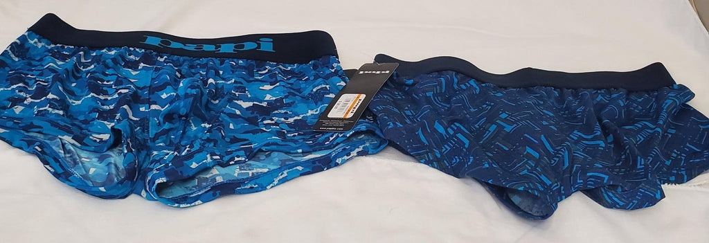 Pack of 2 Papi Men's Brazilian Blue Camouflage Trunks Size S 28-30