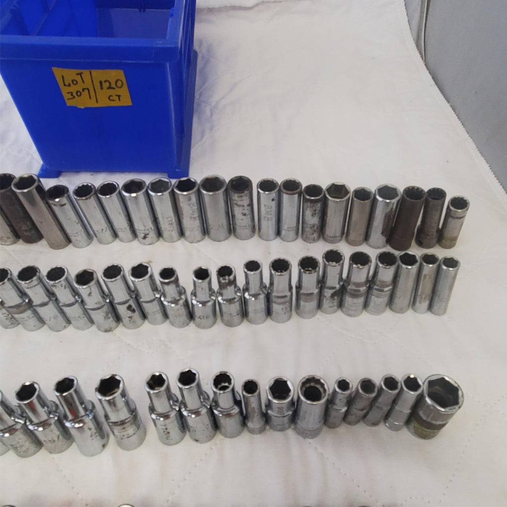 Lot of 120 pc Assorted Sockets/ Chrome / Ratchet Impact Sockets LOT 307
