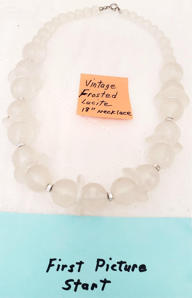 18" Vintage Frosted Lucite Necklace