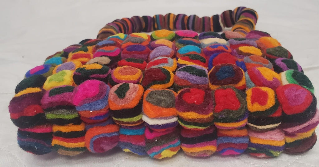 Vintage Felt Clutch Cherry Made in Nepal Handbag