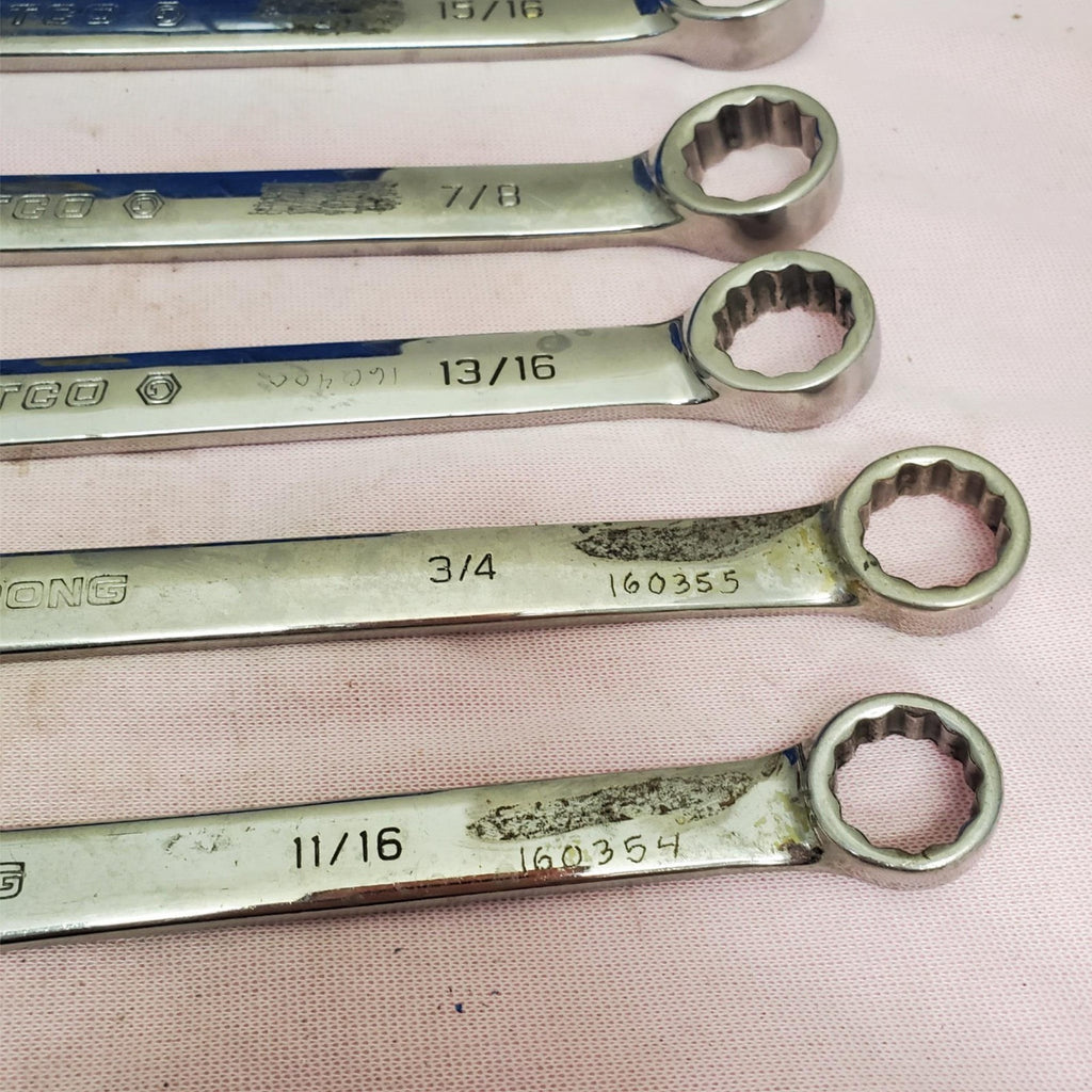 Lot of 5 Armstrong & Matco Combination Wrench Set LOT-339