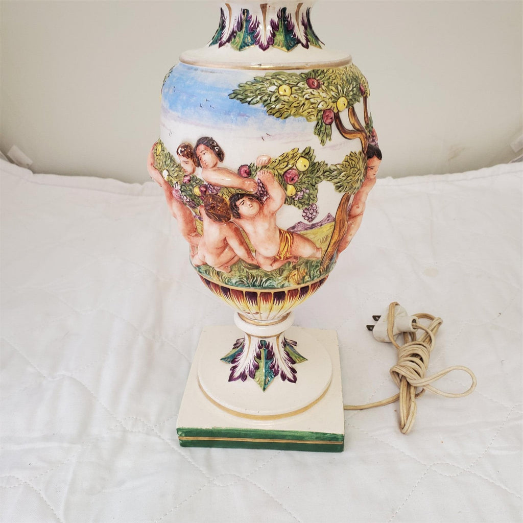 Vintage Antique Painted Italian Table Lamp