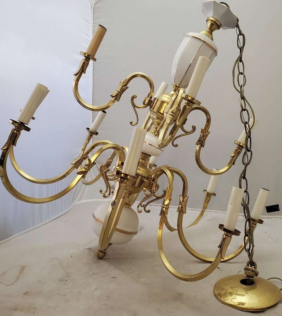 Vintage Incandescent Fixture Brass Candle Chandelier Hanging Lamp