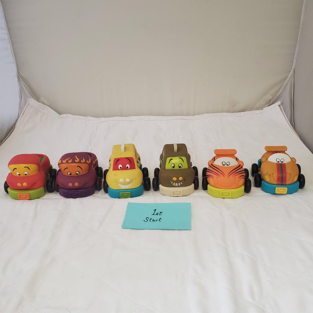 Lot of Assorted My B Toys Baby Toddler Plastic Toys Car, Taxi, And Truck