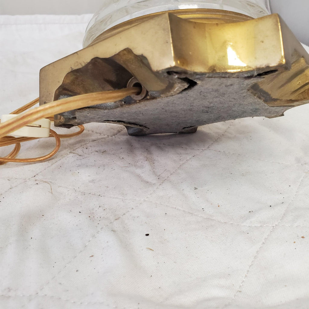 Vintage Solid Cut Crystal Glass And Brass Table Lamps A9