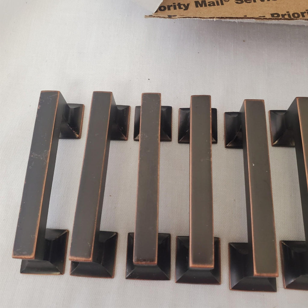 Lot of 11 Square Solid Metal Copper Black 4" Long Drawer Pulls Handles