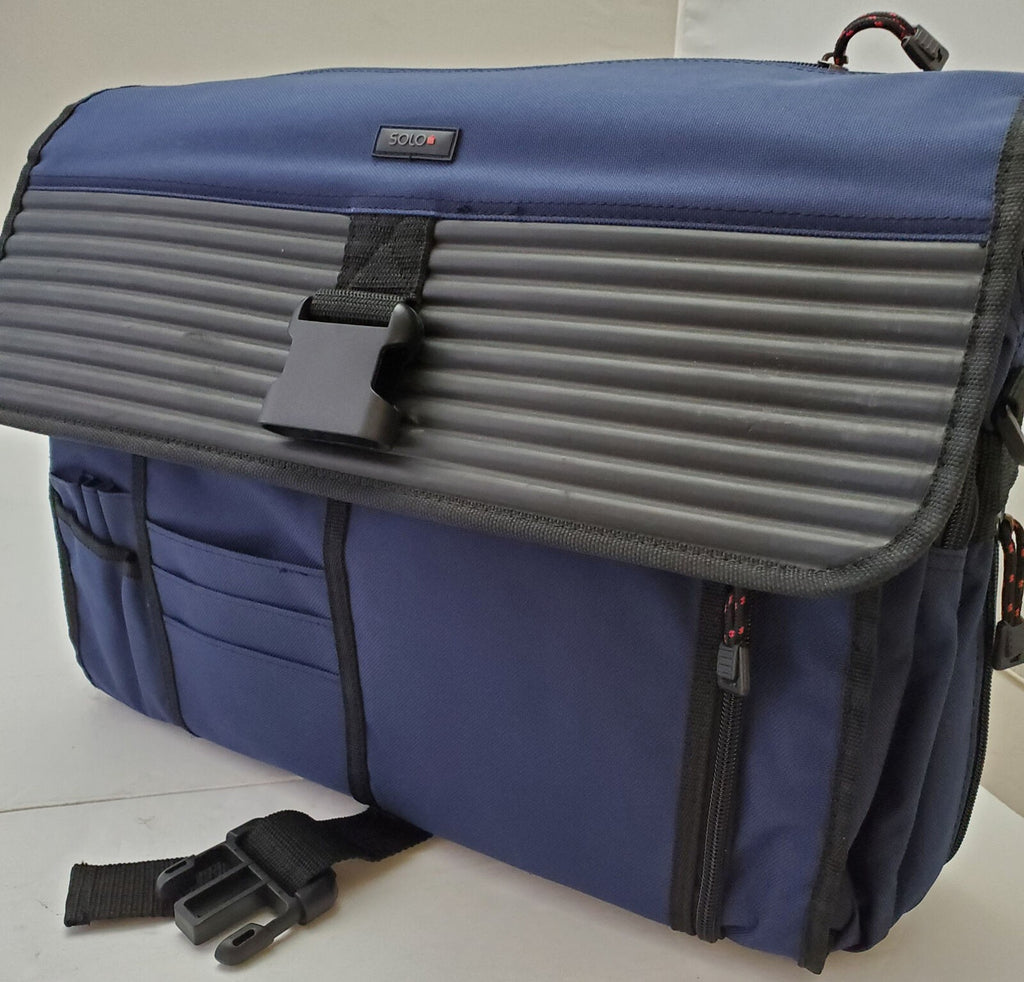SOLO New York Briefcase Messenger Bag for Laptop - Black/Blue