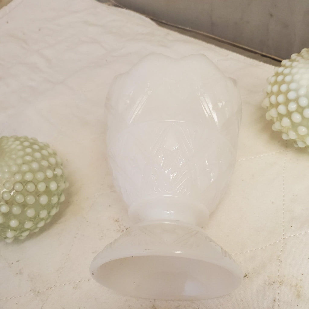 Vintage Fenton White Glass Hobnail Perfume Bottles with Sealing Caps