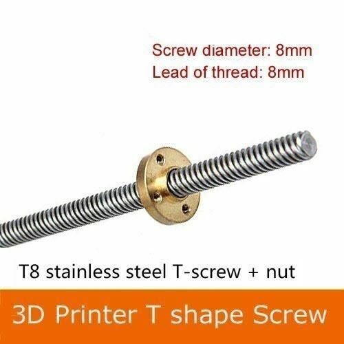 T8 Lead Screw 2mm/8mm Length 200-900mm Spindle Screw Kit