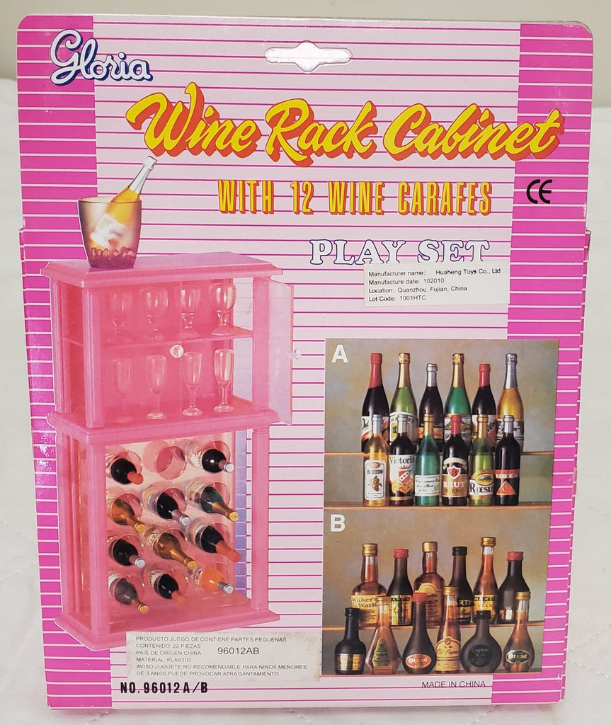 Gloria Wine Rack Cabinet with 12 Wine Carafes Play Set