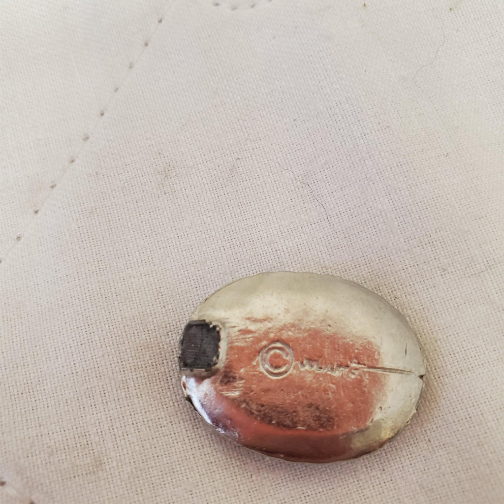 Vintage Silver and Glass Reverse Cut Brooch Oval Pin Victorian Lady Face