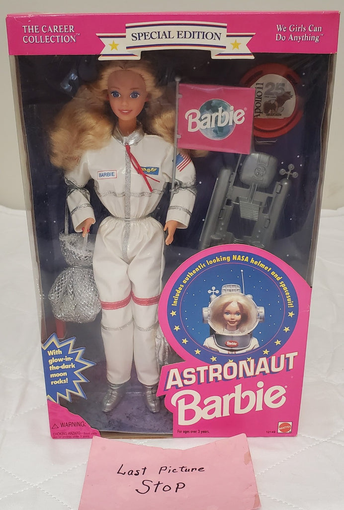 Vintage Astronaut Barbie NASA Career Doll Glow Moon Rocks Helmet Flag