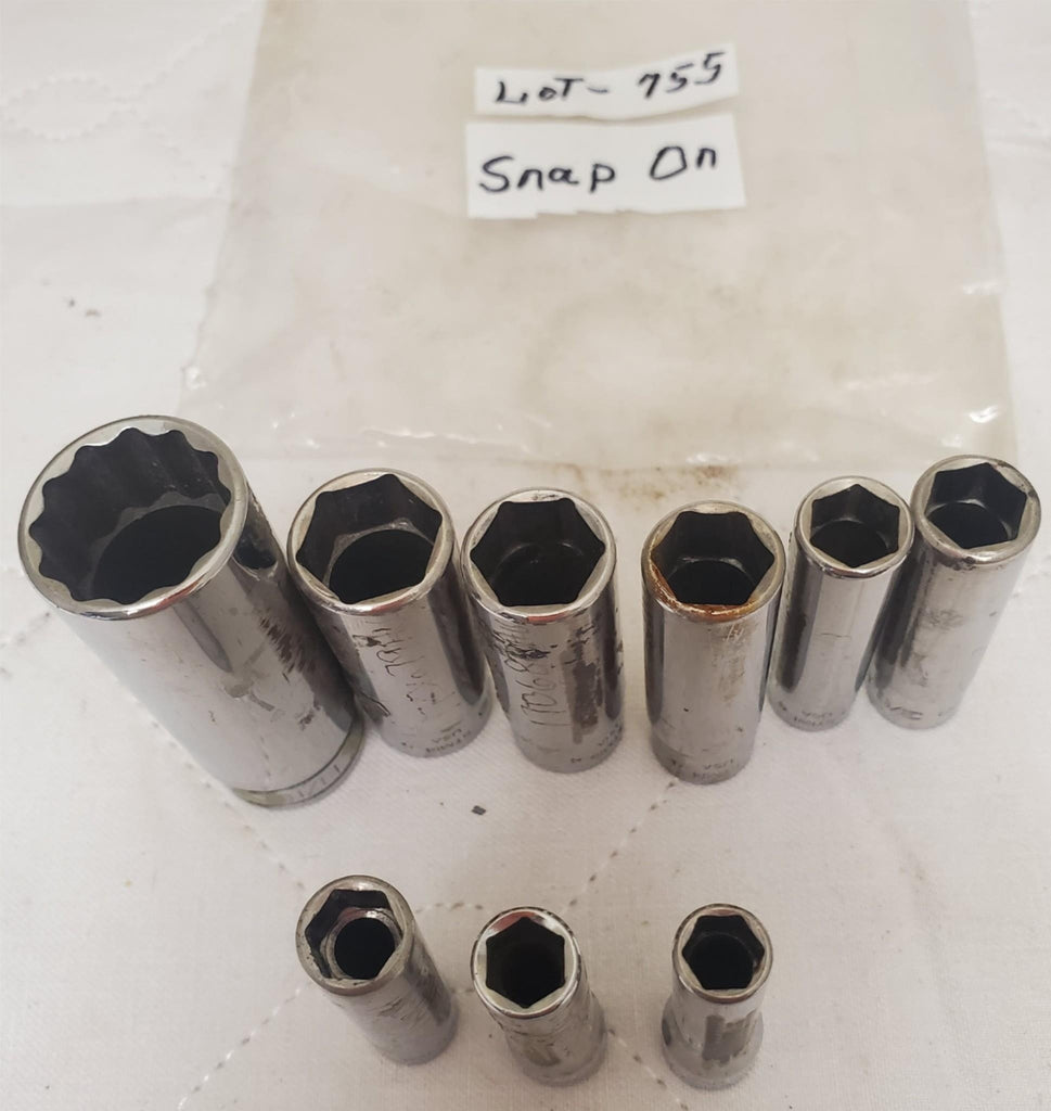 Lot of 9 Snap On Deep Chrome Assorted Socket Set LOT-755