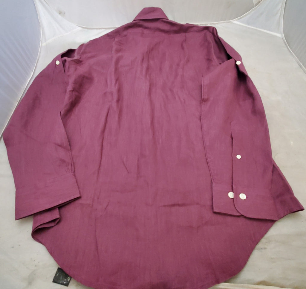 Brooks Brothers Men's Button Down Shirt Size Medium Burgundy Shoulder Epaulets