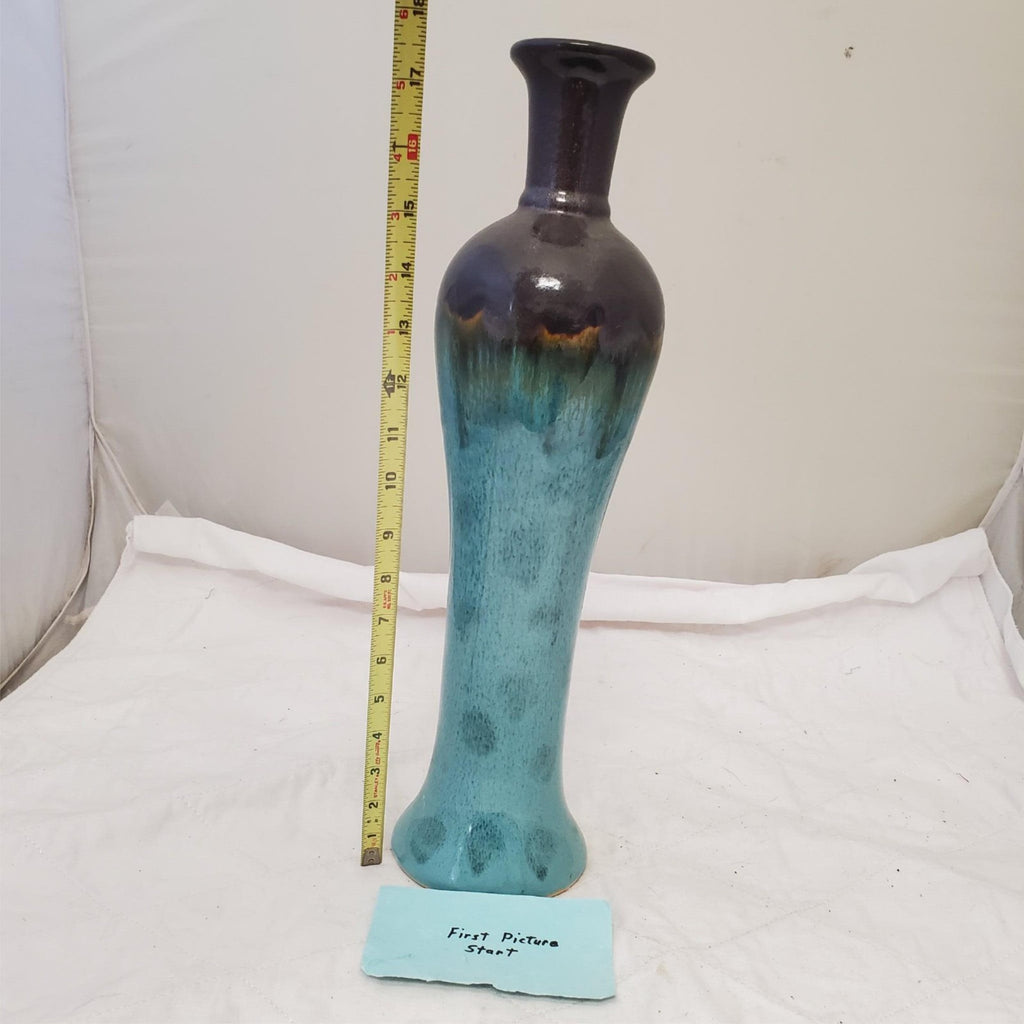 Chinese Jun Turquoise & Black Ceramic Vase