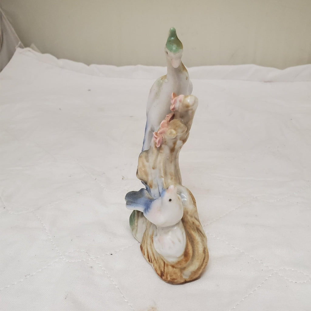 Ceramic Peacocks On Floral Pastels Branch Figurine 