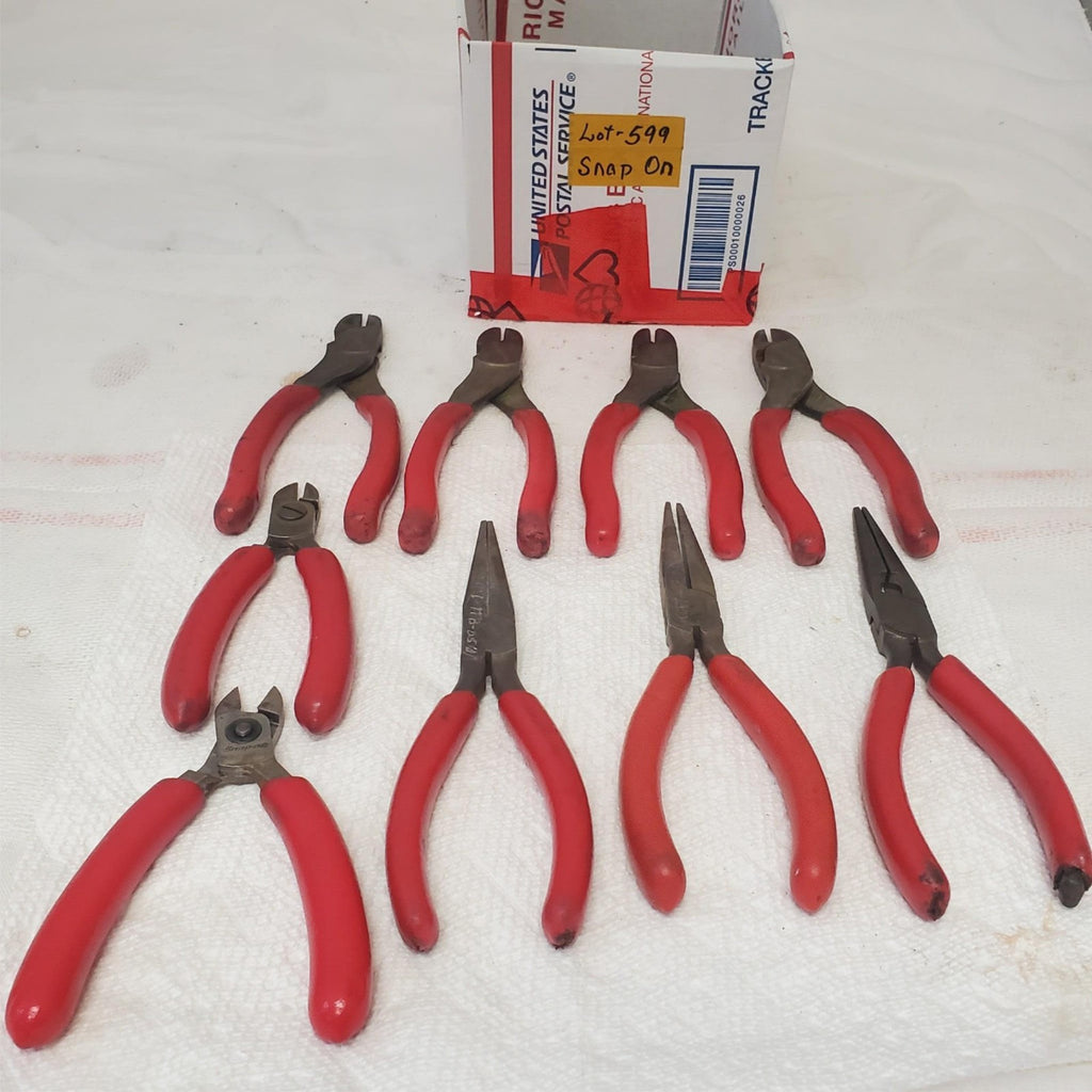 Lot of 9 Snap-on Assorted Pliers Set Tool for Gripping Cutting & Bending LOT-599