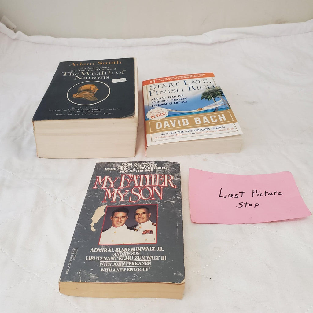 Lot of 3 Various Reading Books the Wealth of Nations, My Father My Son & Other