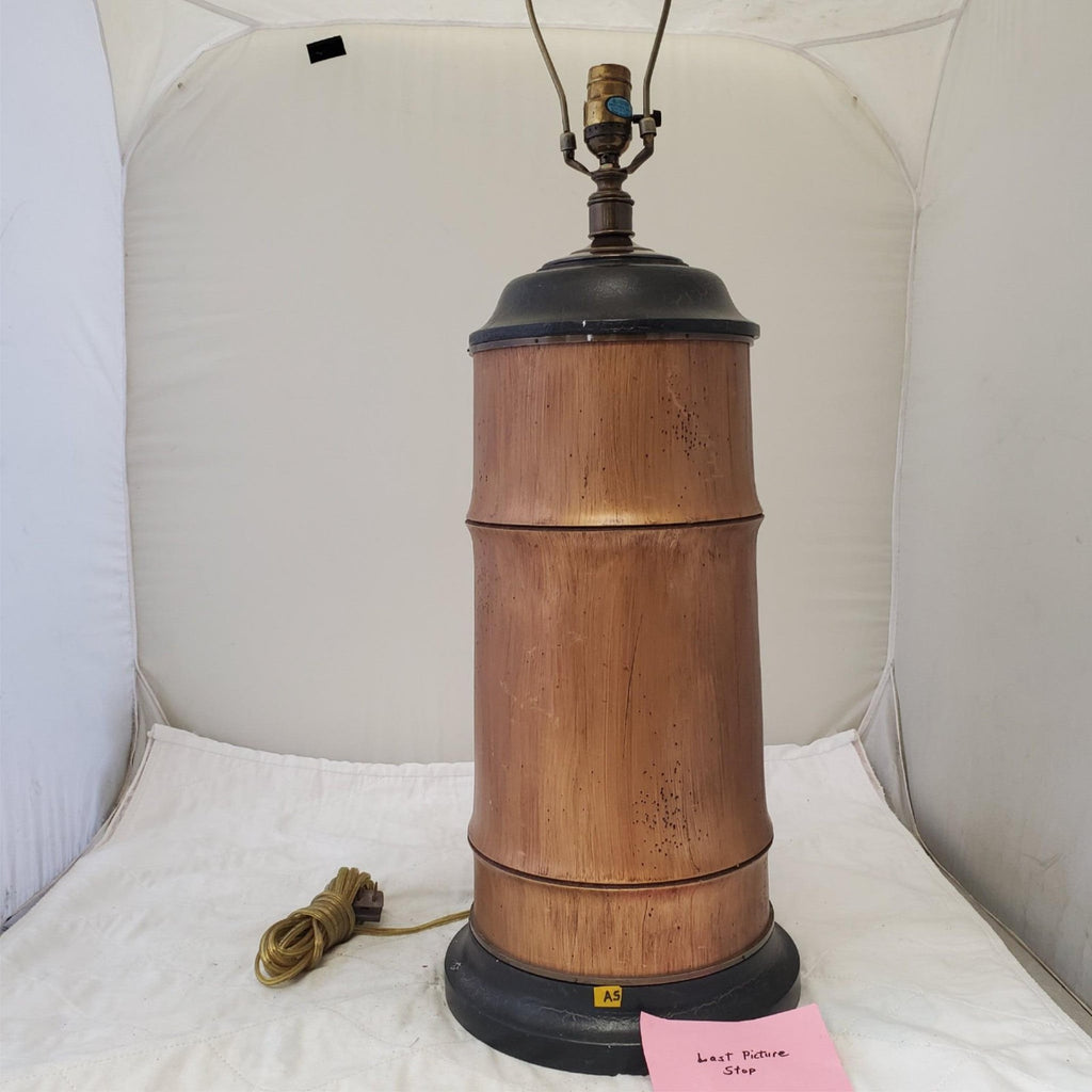 Vintage Brass & Wooden Table Lamp A5