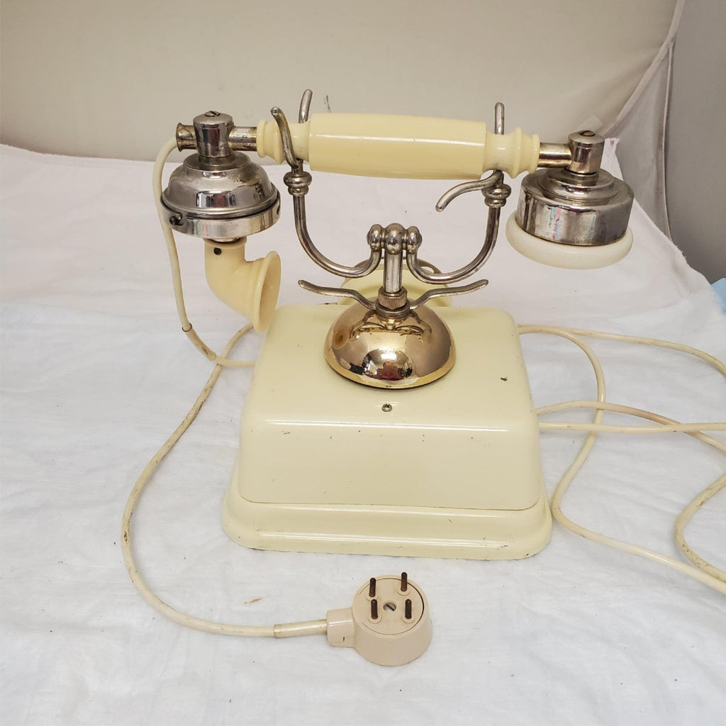 Vintage Rotary Dial Fold A Fone Brass Base Table Telephone Made in Japan